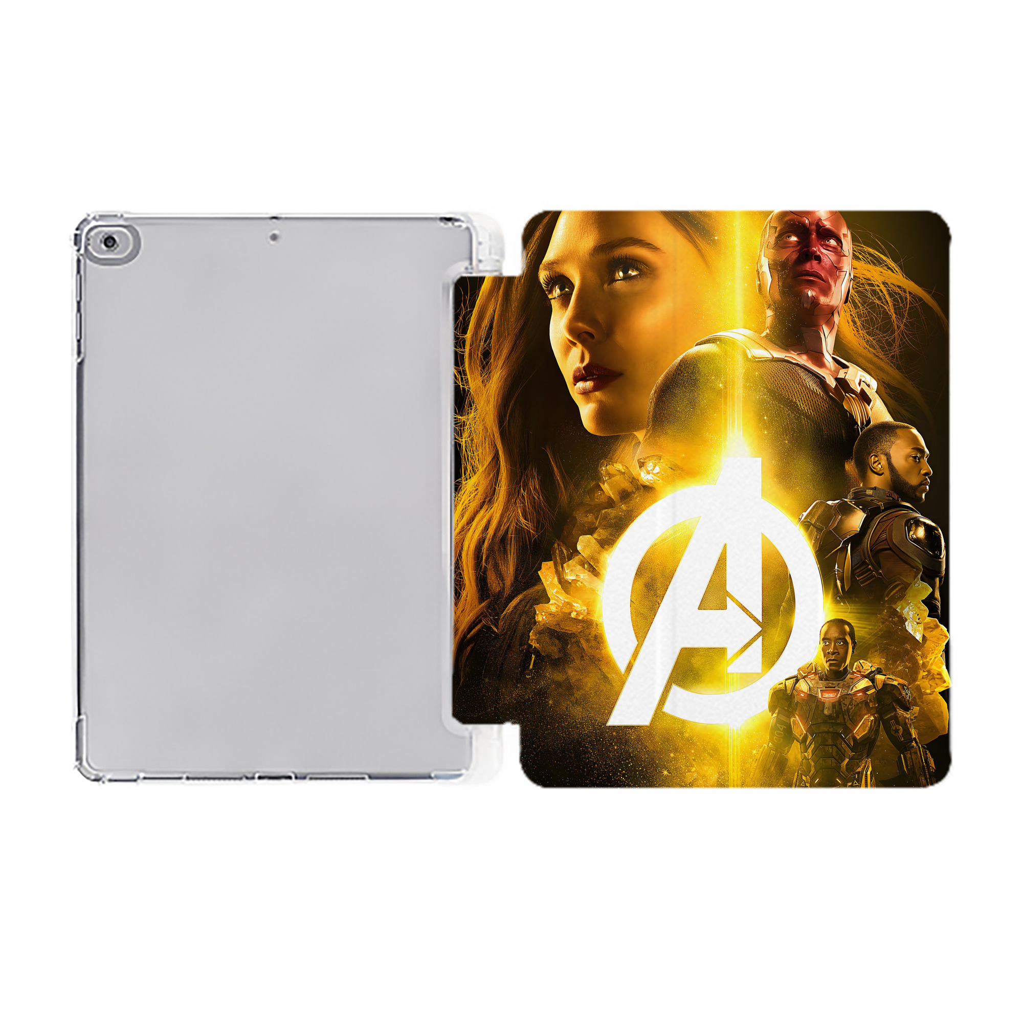 （画像用） アベンジャーズ The Avengers IPad ケース ペン収納付き 三つ折りスタンド PUレザー×シリコン 対応機種9.5/10.5/10.9インチ